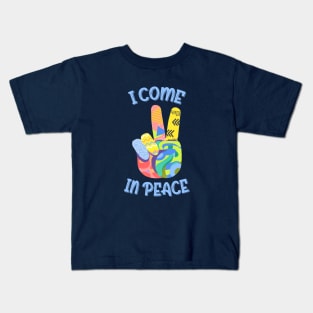 I Come In Peace World Love Flowers Fun Hippie Cute Freedom Shirt Kids T-Shirt
